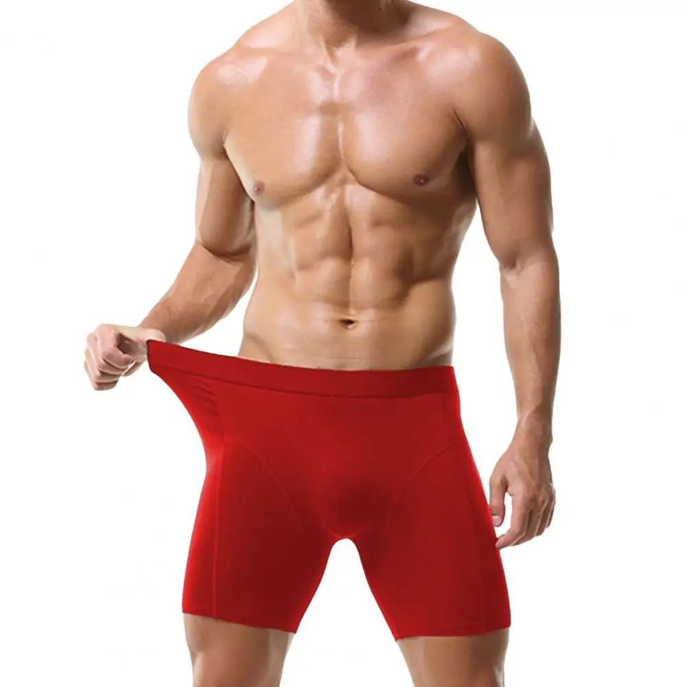 Men Boxer Briefs Mid-rise Elastic Waist U-Convex Shorts Underwear Solid Color Breathable Slim Fit Design Panties 2025