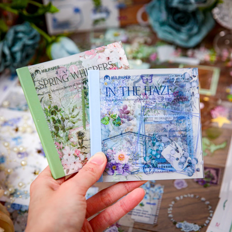 

JIAMEI 20sheets Floral Calligraphy Series Ins Flower Label Border Double Material Die cut Sticker Book DIY Scrapbook Sticker