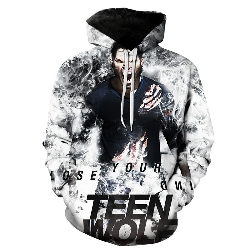 

Teen Wolf Pullover Hoodies Long Sleeve Sweatshirt Boys Girls Men Women Clothes Parent-child Cartoon Tops Coat