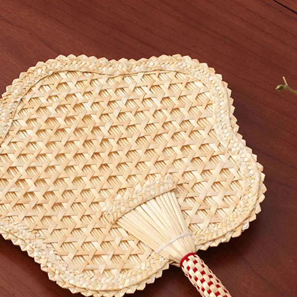 Handmade Knitted Cattail Leaf Fan Light Yellow Five-Pointed Star Shape Portable Summer Handheld Cooling Fan Bamboo Scent