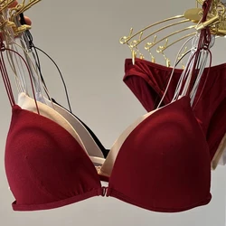 Sujetador sin costuras con hebilla frontal para mujer, Bralette Sexy con copa triangular en V profundo, ropa interior, lencería inalámbrica, sujetadores push-up