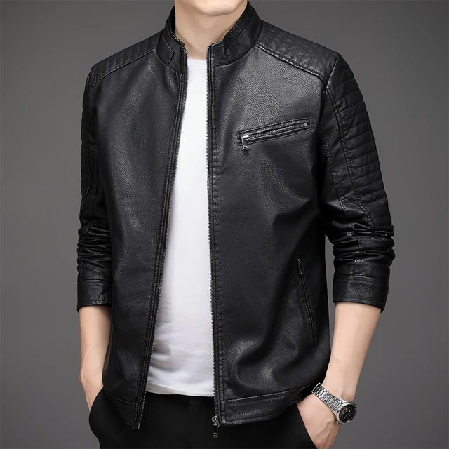 Mens skinny leather jacket best sale