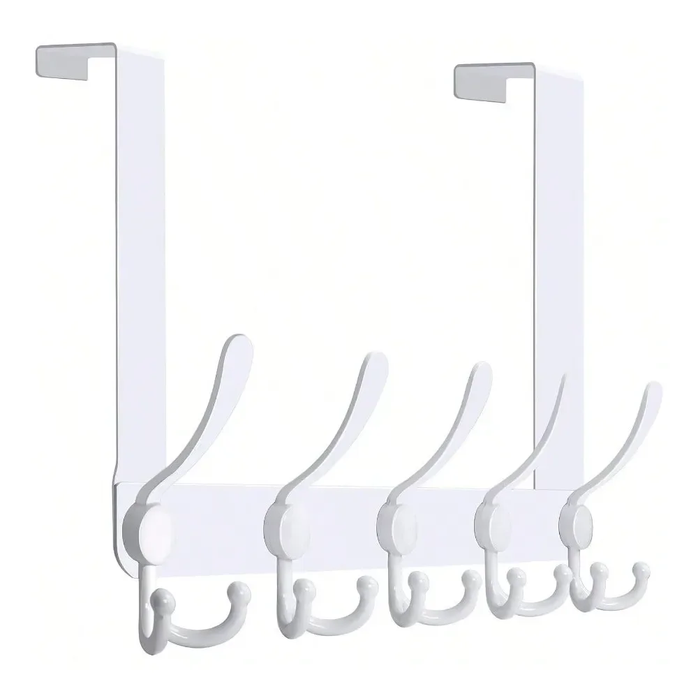 

WEBI Over The Door Hooks Door Hanger Hook Rack With 5 Tri Hooks For HangingOver The Door Towel Rack Towel Hanger Door Coat Hang