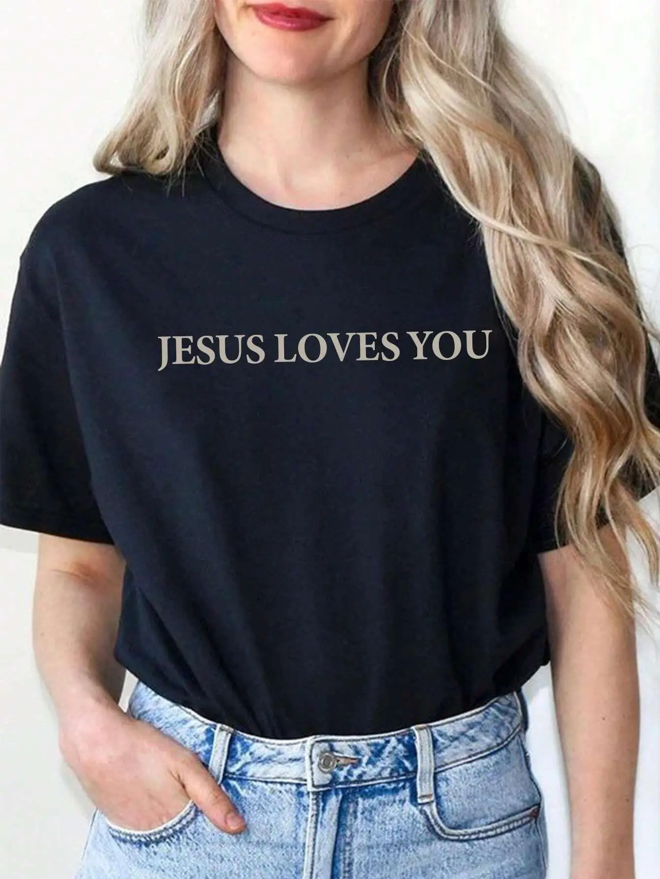 Jesus Loves You Letter Print Women T-Shirts Summer Breathable Soft Tees Street Fashion Short Sleeve Casual Sport Loose Clothes