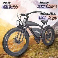 Hidoes HD-B3 Electric Bike 1200W Motor 48V18.2AH Adult Electric Bike 26-inch Fat Tire Mountain Riding Ebike Maximum Speed 60km/h