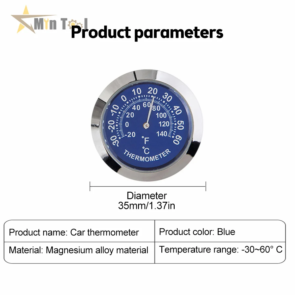 Mini Thermometer Hygrometer No Battery Analog 58mm Car Temperature Gauge with Double-sided Sticker Mini Thermometer For Car Tool