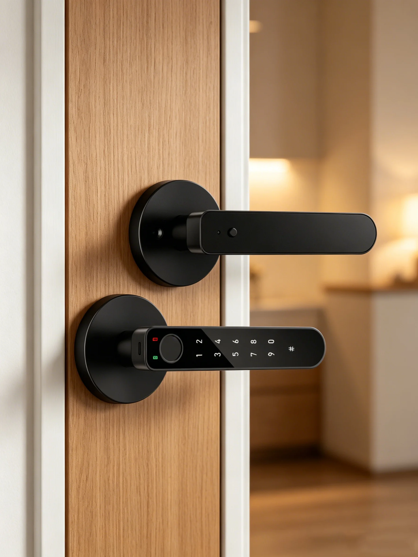 ICCSSI Smartes Türschloss Fingerabdruckschloss Fingerabdruck/Tuya APP/Passwort/IC-Karte/Schlüssel-Entsperrung Mehrsprachige Audiowiedergabe B208APRO