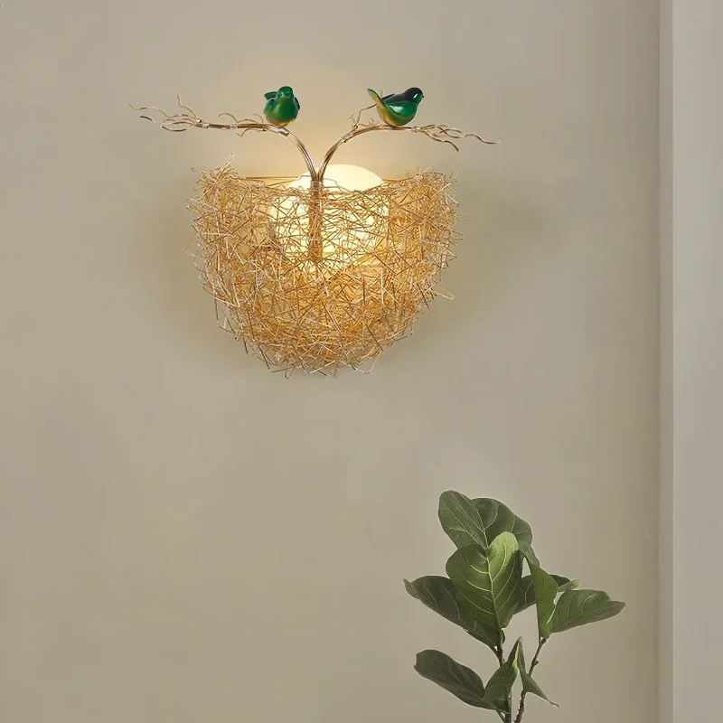 Nordic Bird Nest LED Wall Lamp Glass Design Stylish Lighting Fixture for Bedroom Study Dining Room Living Room Bedside Home Deco