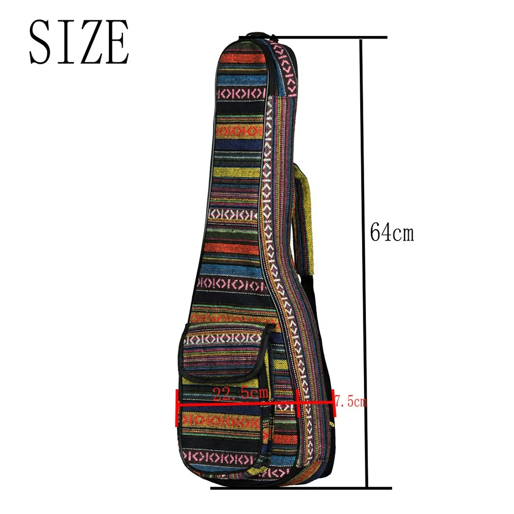 23 Inch Ethnic Ukulele Bag  Portable Soft Case Concert Oxford Cloth Backpack Handbag Adjustable Strap