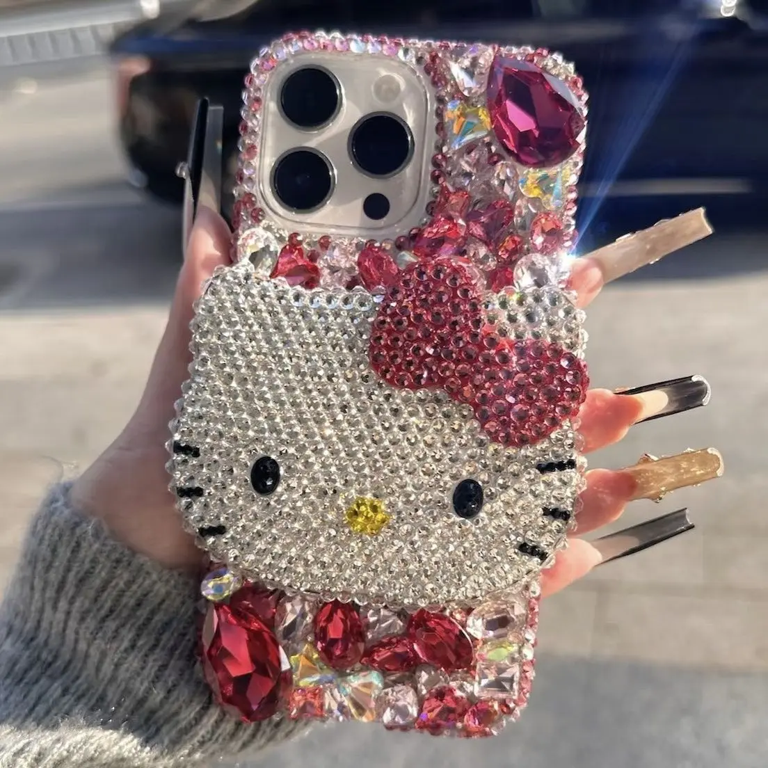 

Kawaii Hello Kitty DIY Phone Case Diamond Apple 15 16promax Material Pack Anime Cute Anime 14 13 12 Pro Max Y2k Girls Gifts Toys