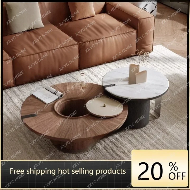 XXFactory Direct**Medieval walnut leather coffee table  coffee table premium sense