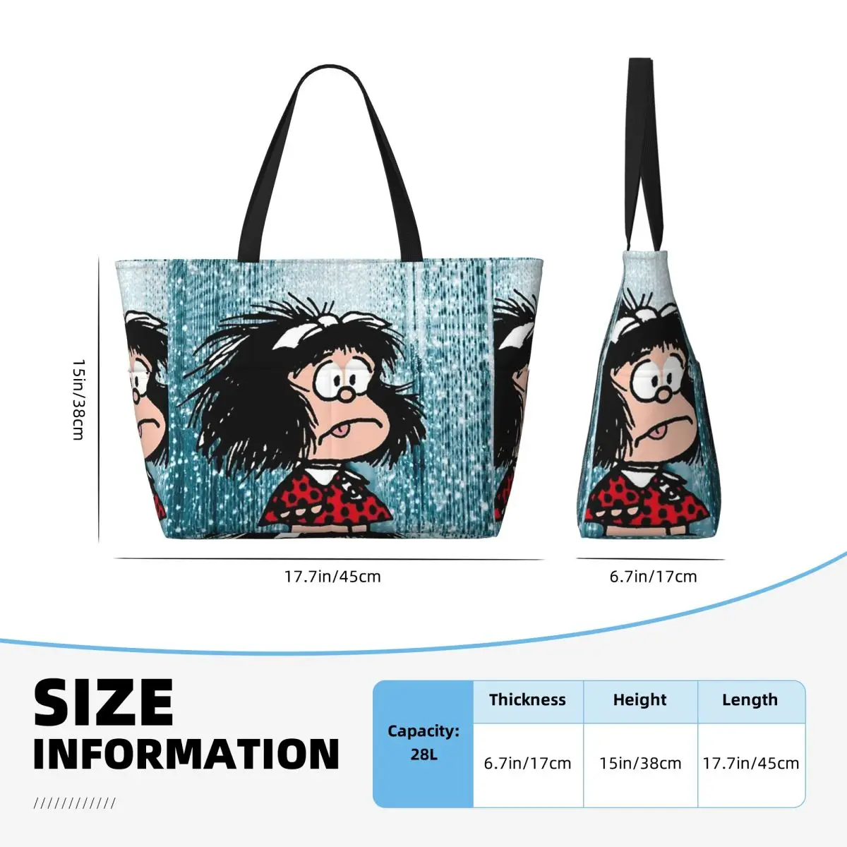 Mafalda Borsa tote da spiaggia carina Sport Palestra Yoga Borsone Borsa tote grande Borsa da viaggio da donna Borsa fitness