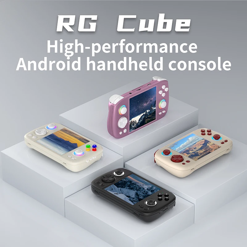 ANBERNIC RG Cube Retro Handheld Game Console 64 Bit Android 13 Unisoc T820 3.95 Inch IPS Screen Hall Joystick RGB Lighting Effec