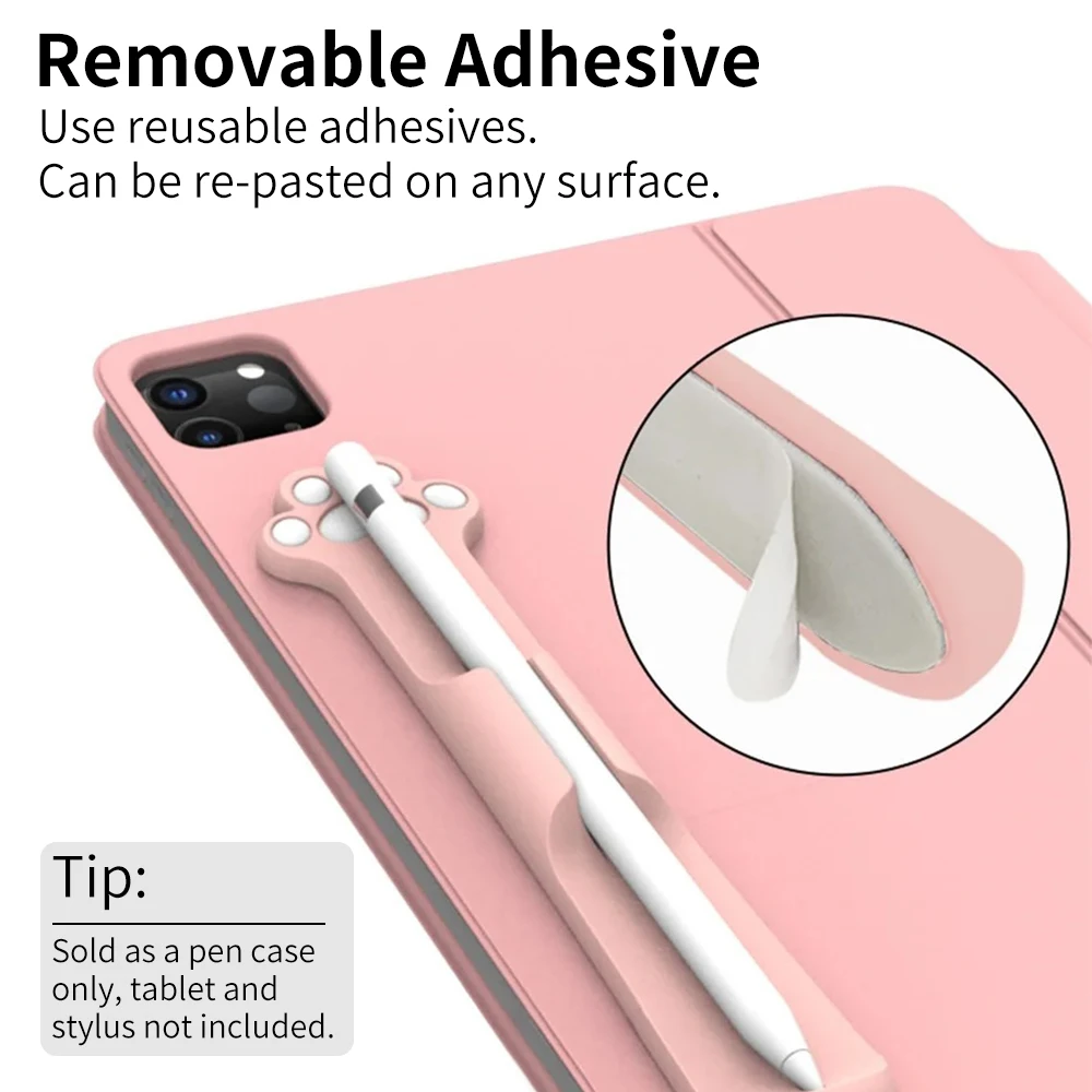 Pencil Holder Silicone Tablet Stylus Pen Slot for Apple Pencil 1 Or 2 Generation and Samsung Huawei Xiaomi Cat's Paw Pen Holder