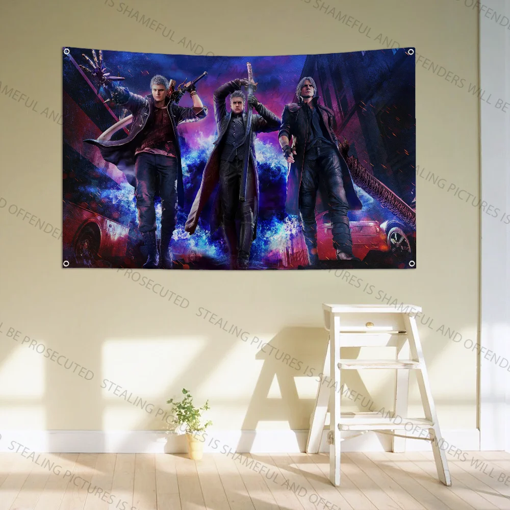 D-DMC 5 Game V-Vergil D-Dante Flag Large Size Shop Art Promotion Advertising Booth Flag Hanging Banners