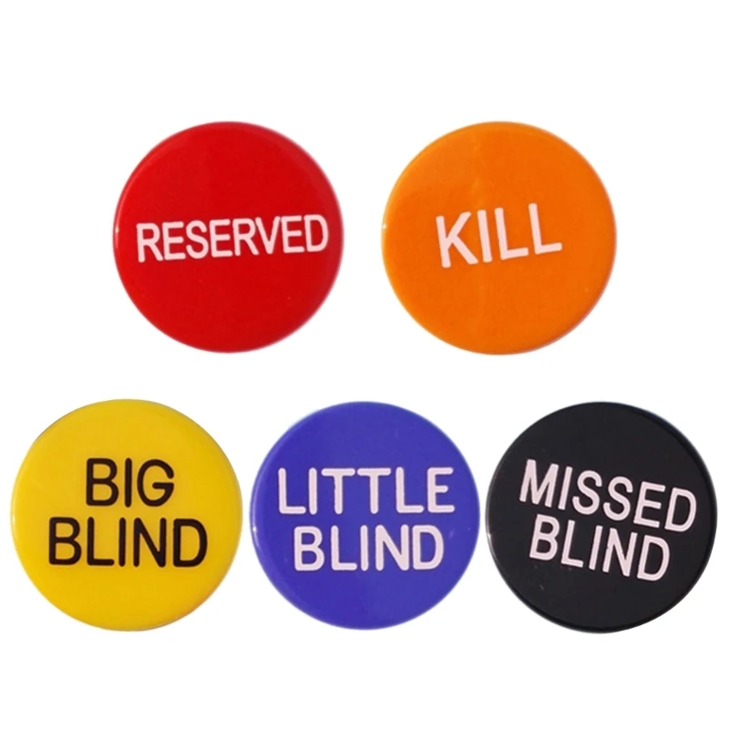 5Pcs Missed Blind Button Poker Buttons Dealer Button Professional Button Boat Shade Parts Big Suit Button Poker Buttons