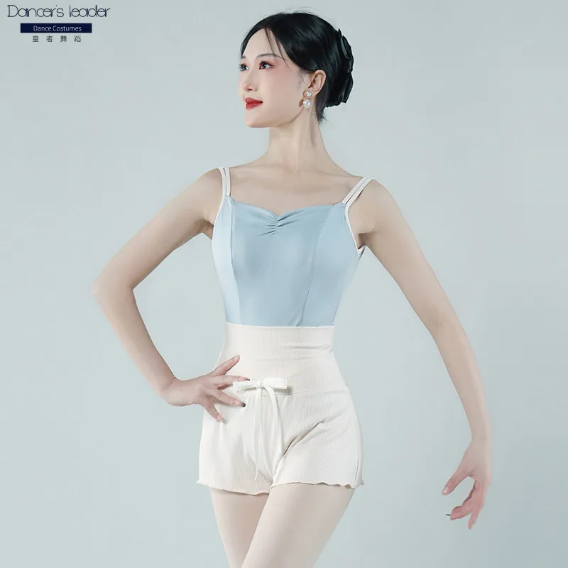 Ballet Leotard for High Waist Slim Body Pants with Wooden Ear Lacing Gymnastics Shorts Leotard Ballet Actress Costume