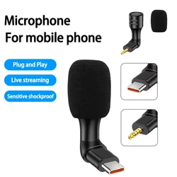 Mini 3.5mm Jack Tip-C Mikrofon Stereo Mikrofon Kayıt Cep Telefonu Stüdyo Röportaj Mikrofon Akıllı Telefon Için