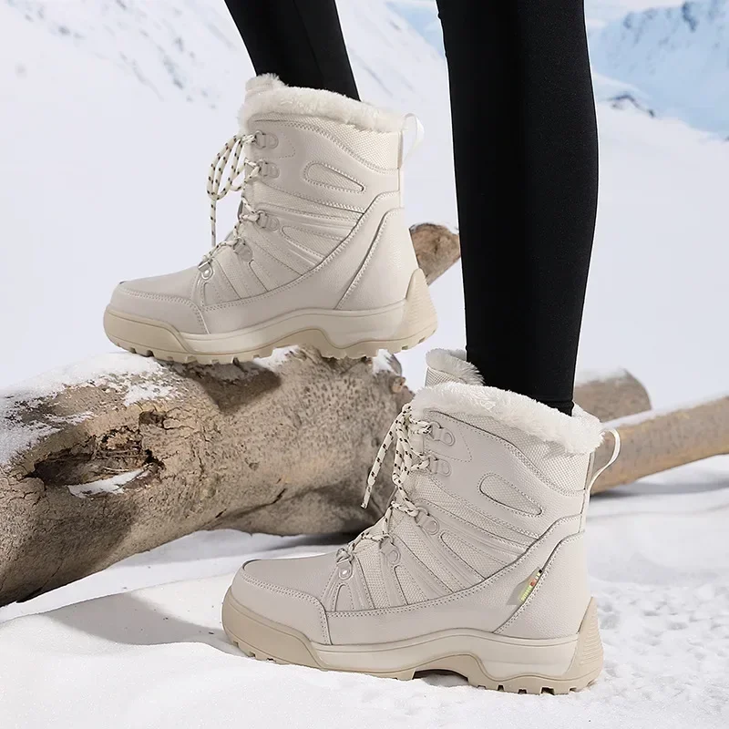 Winter Women's Snow Boots Plush Warm Women's Cotton Shoes 2024 New Wear-resistant Windproof Non-slip Outdoor Women Sports Boots