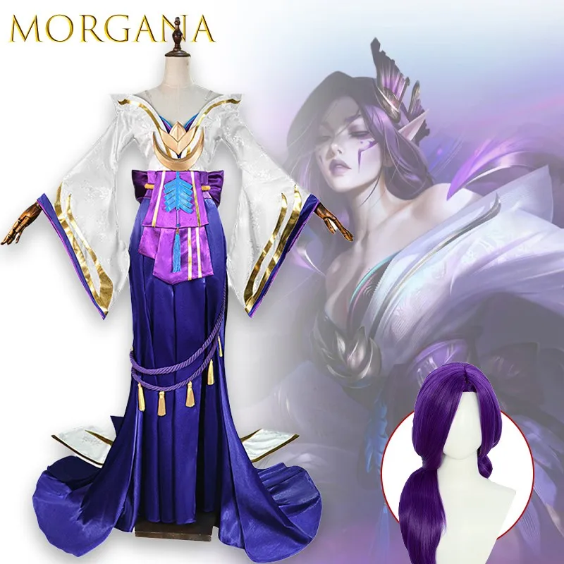 Kostium Cosplay ASpirit Blossom Morgana Strój Anime Pełny Zestaw Kostium Cosplay Damski Fioletowy Garnitur Halloween Seksowna Impreza