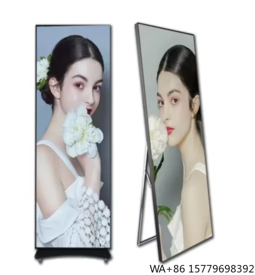 LED Poster Display Screen Panel WiFi 4G Control Magnet P1.8 P2 P2.5 P3 LED Standing Mirror Advertising Wheels