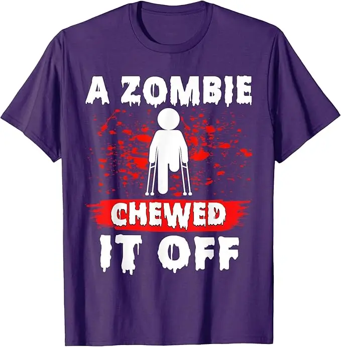 Lustiges Amputanten-T-Shirt: „Ein Zombie hat es abgekauft“ – Prothesen-Amputations-T-Shirt, Y2K-Beinamputanten- oder Prothesenbein-Shirt, Witziges Spruch-T-Shirt, Geschenke – Detail 5