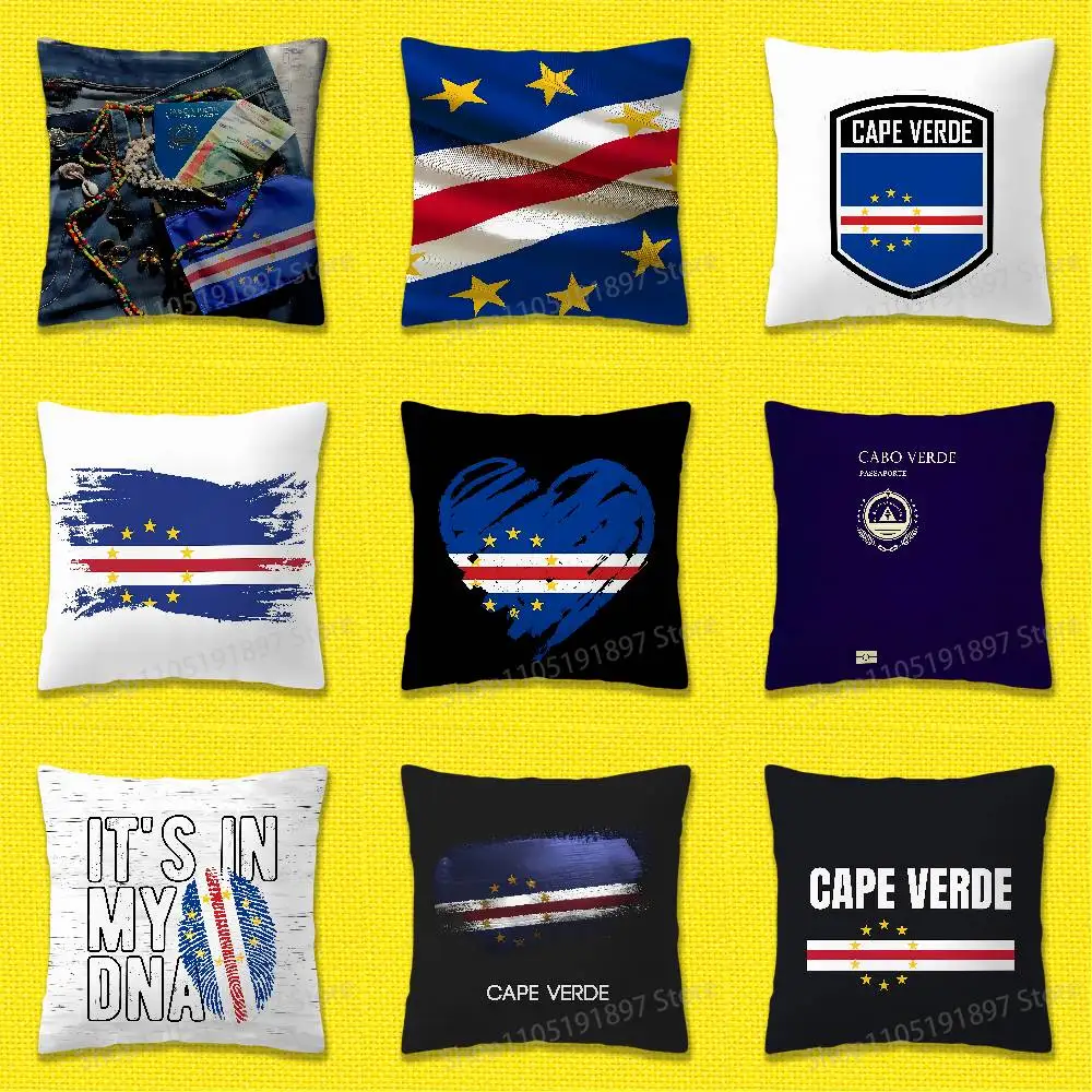 Africa Cape Verde Passport Flag Throw Pillow Case For 45x45cm 40x40cm 55x55cm 50x50cm 30x30cm Square Car Pillowcase Shell