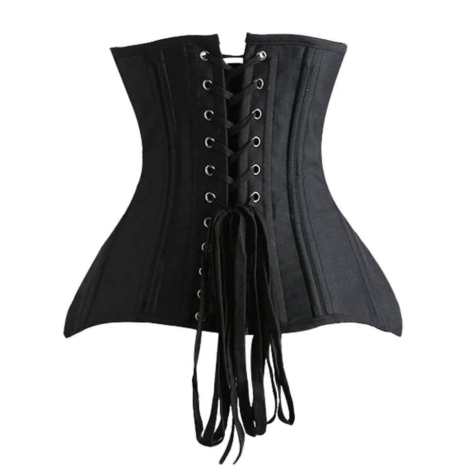 Damen-Unterbrustkorsett mit Stahlstäben, schlankmachendes Gothic-Bustier, Taillentrainer, Cincher-Gürtel, schwarze Outfits, Steampunk-Korsetts – Detail 6