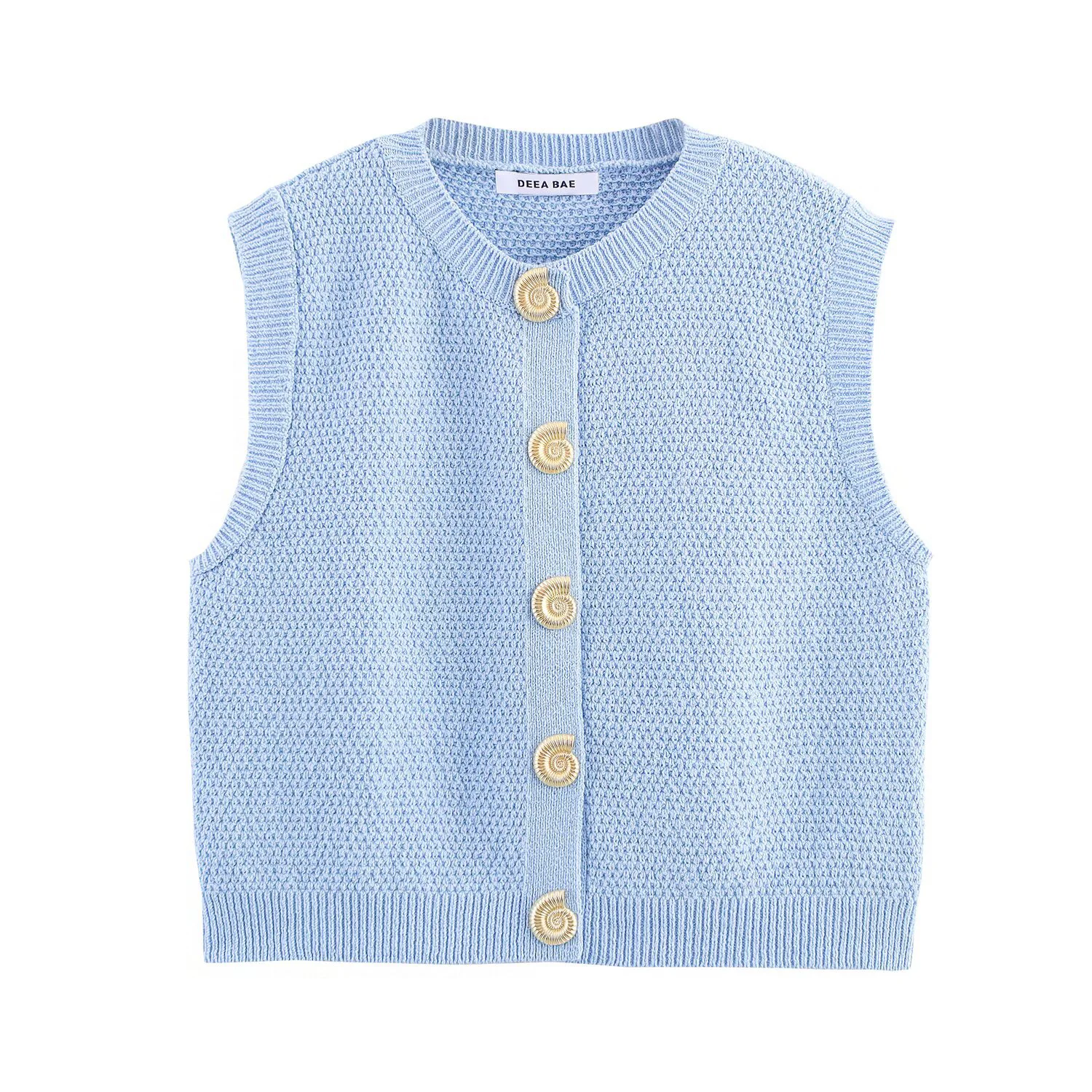 

Summer new women's clothing European and American style French fashion animal shaped button knit vest style top