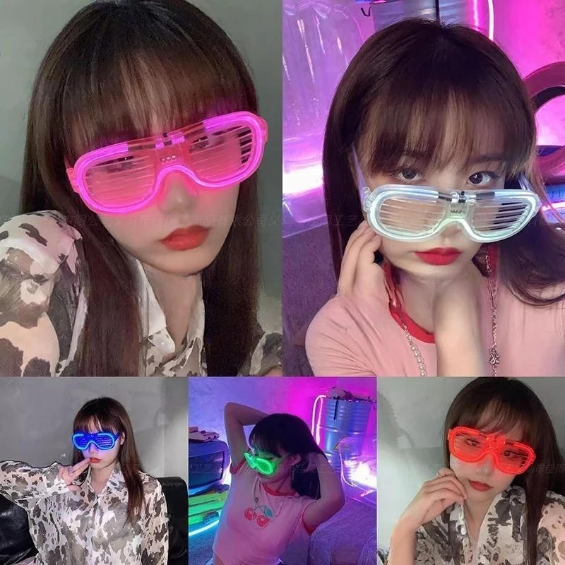 نظارات LED تأثير أعمى البندقية الباردة تضيء نظارات بار KTV الدعائم الحفلات الحفل الهذيان أضواء يمكن ارتداؤها مهرجان الملحقات