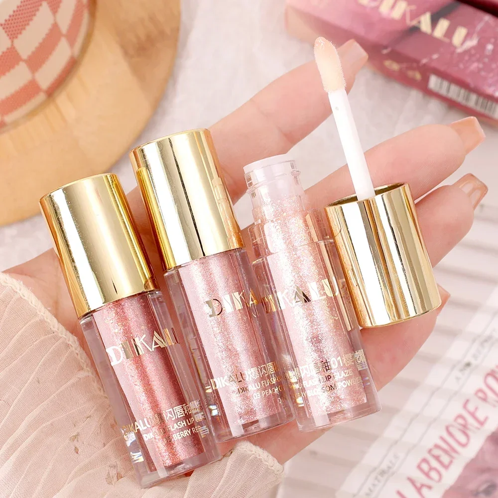 Pearl Diamond Lip Gloss Waterproof Lasting Glitter Mirror Water Liquid Lipsticks Moisturizing Sexy Jelly Shiny Lip Glaze Makeup