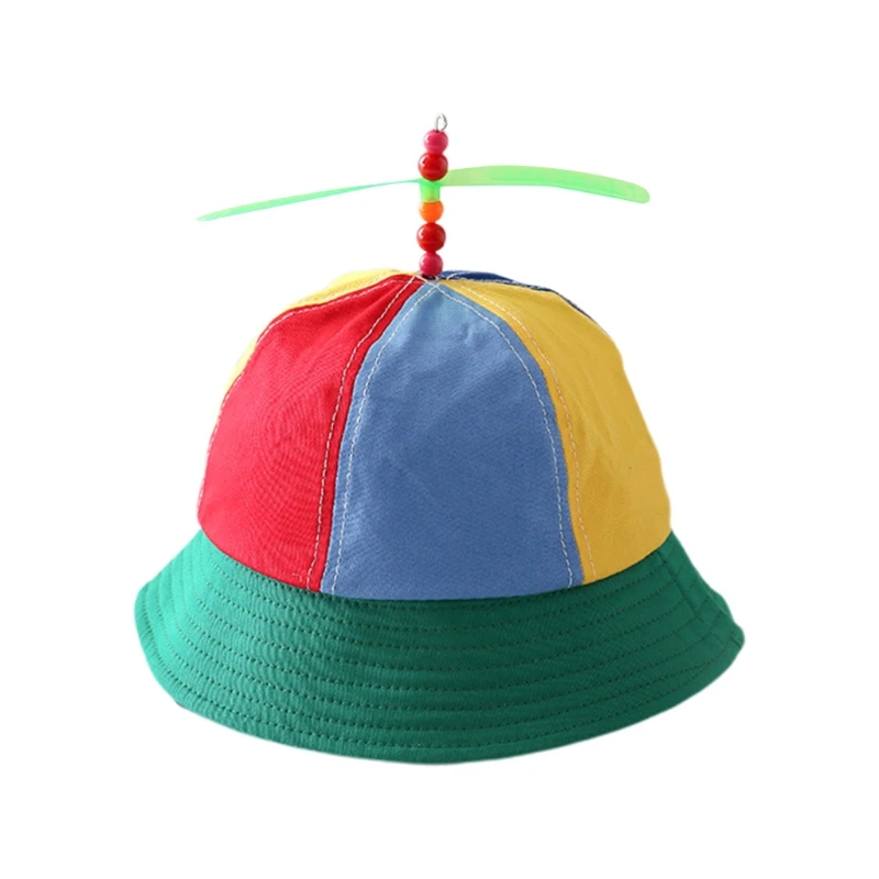 Helicopter Propeller Colorblock Cotton Bucket Hat Outdoor Summer Fisherman