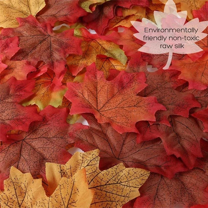 Artificial Silk Maple Leaves Garland, Fake Vine, Thanksgiving, Halloween, Wedding Party Decor, Autumn, 50 Pcs, 200Pcs