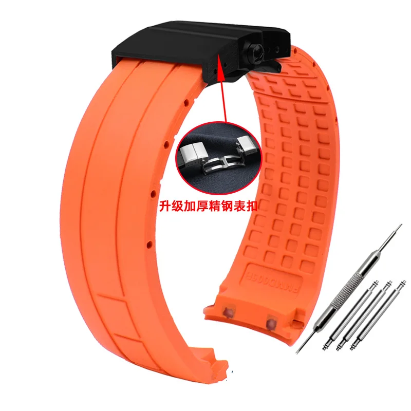 22mm 23mm Curved End Link Watchband For Mido M005430a M005614a Waterproof Rubber Watchband For Citizen Blue Angel Silicone Strap