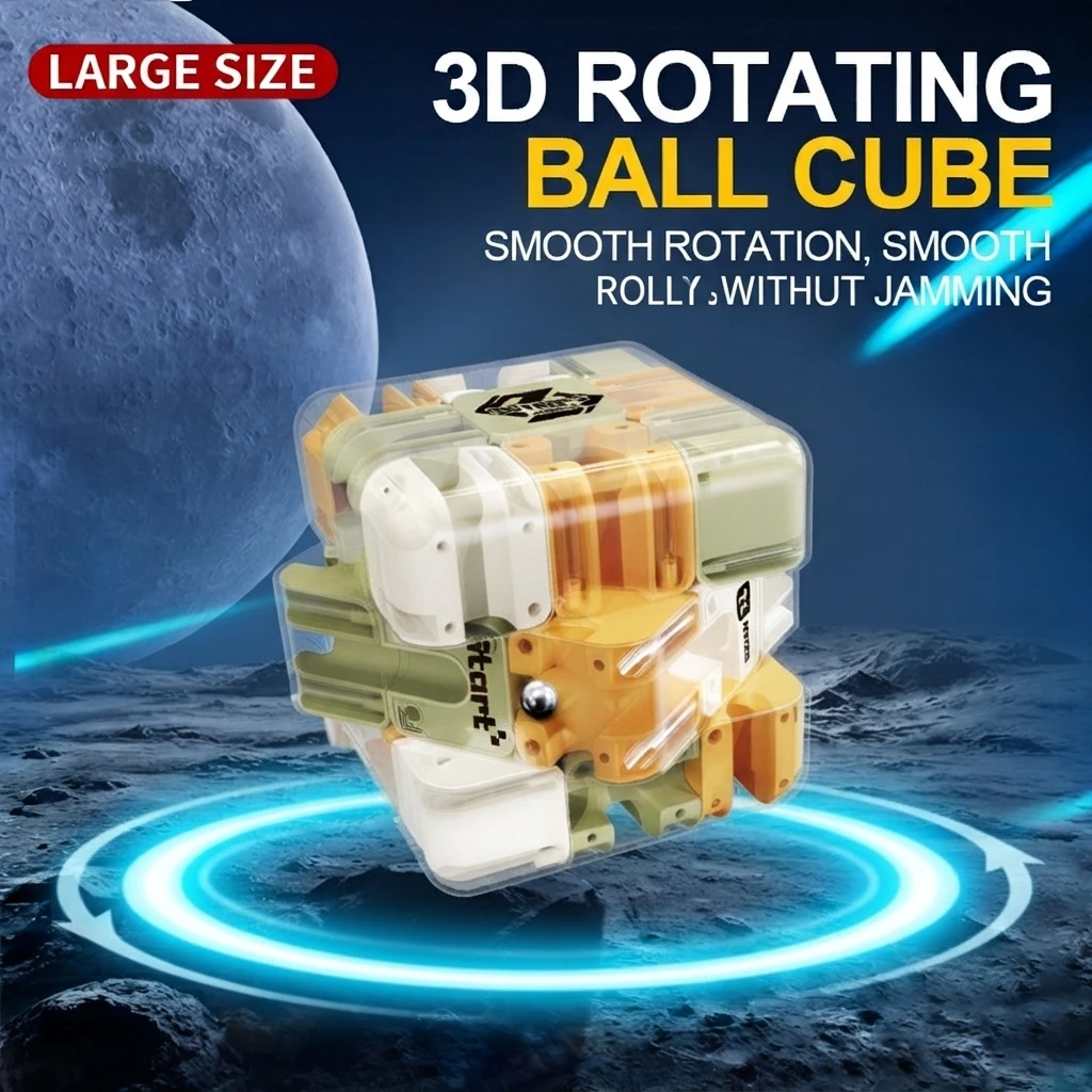 Viral 3D Rotating Maze Cube, Changeable Path STEM Fidget Toy, Quiet Desktop Stress‑Relief Gift, Medium & Large Size
