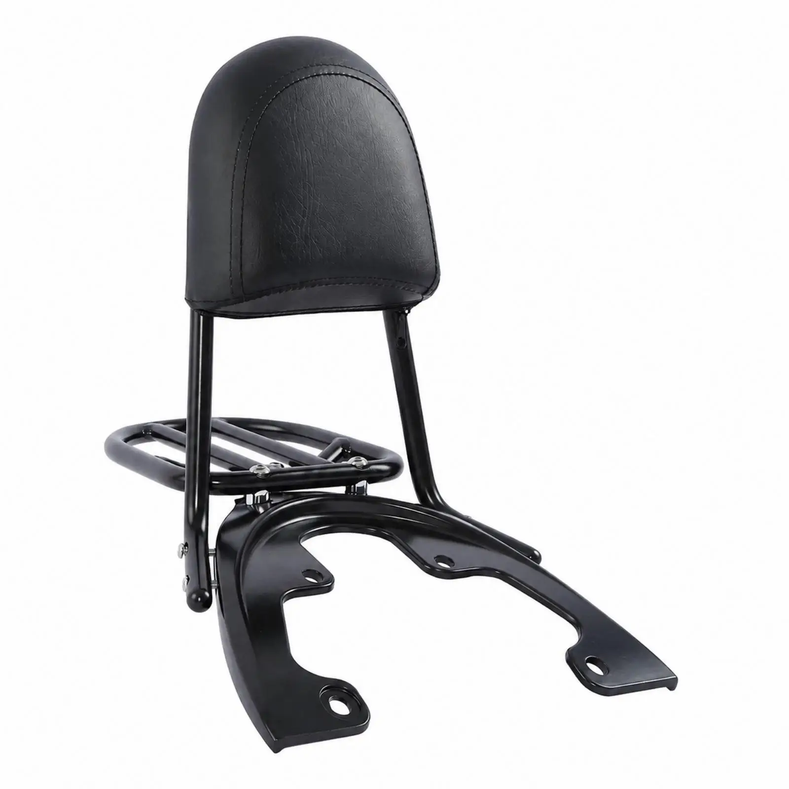 Motorcycle Passenger Backrest Assembly Powder Coated Black Backrest with Integrated Luggage Rack
