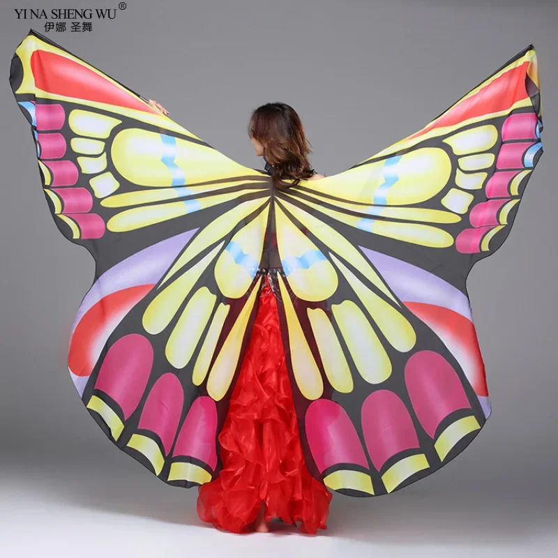 Bauchtanz-Requisiten, Schmetterlingsflügel, für Erwachsene, 360 Grad, große Schmetterlingsflügel, 145 cm x 290 cm, mehrfarbige Tanz-Requisiten, Chiffon-Farbflügel