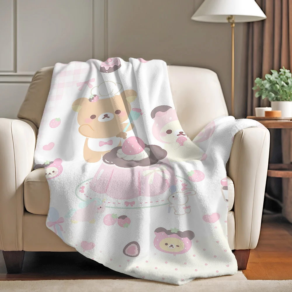 Cartoon R-rilakkuma-s Anime Blanket Warm And Soft Suitable For Bedroom Living Room Sofa Bed Office Travel Camping