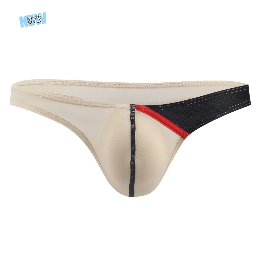 

Breathable Patchwork Men's Triangle Panties Underpants Low Waist T Back Briefs Thin Men's Underwear Men
