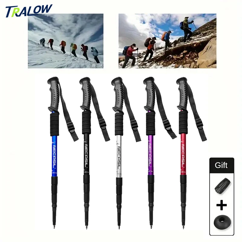 

TRALOW 4-Section Telescopic Hiking Pole Made of Aluminum Alloy Ultra Light and Adjustable for Hiking and Mountaineering Use