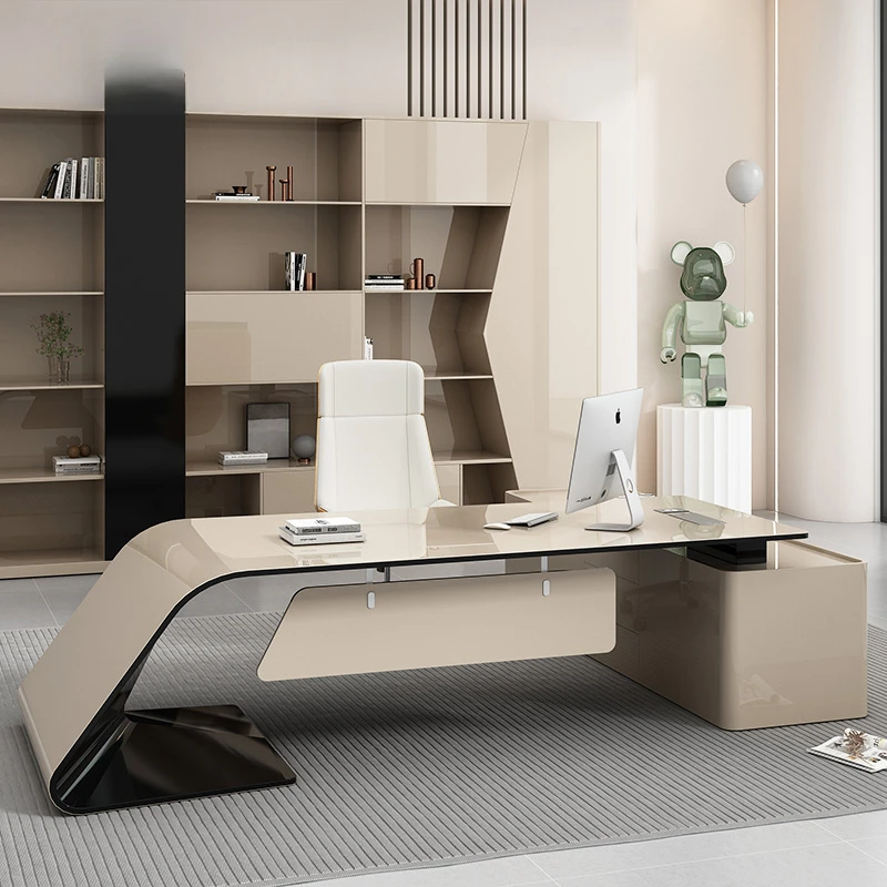 Designer Working Office Table Hutch Storage Manager L Shaped Standing Desk Office Study Conference Escritorio Office Furniture