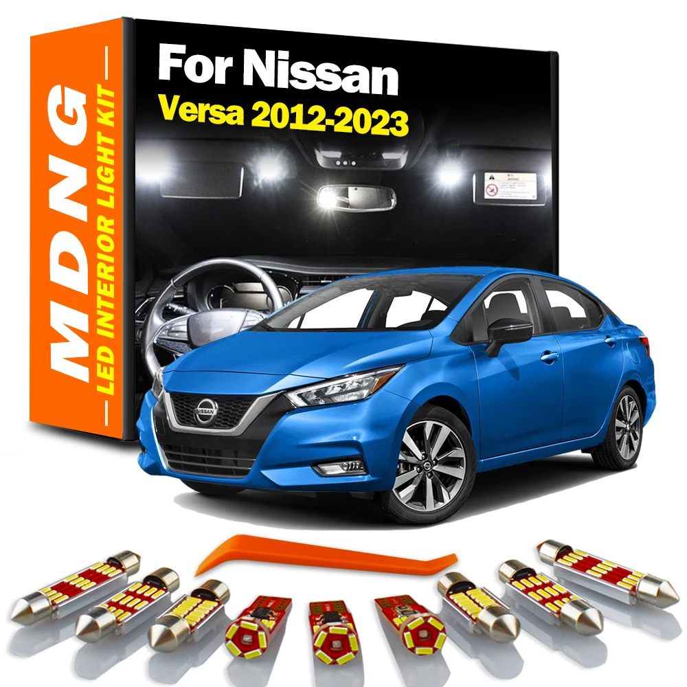 MDNG 10Pcs Canbus For Nissan Versa 2012-2015 2016 2017 2018 2019 2020 2021 2022 2023 Vehicle Bulbs LED Indoor Map Dome Light Kit