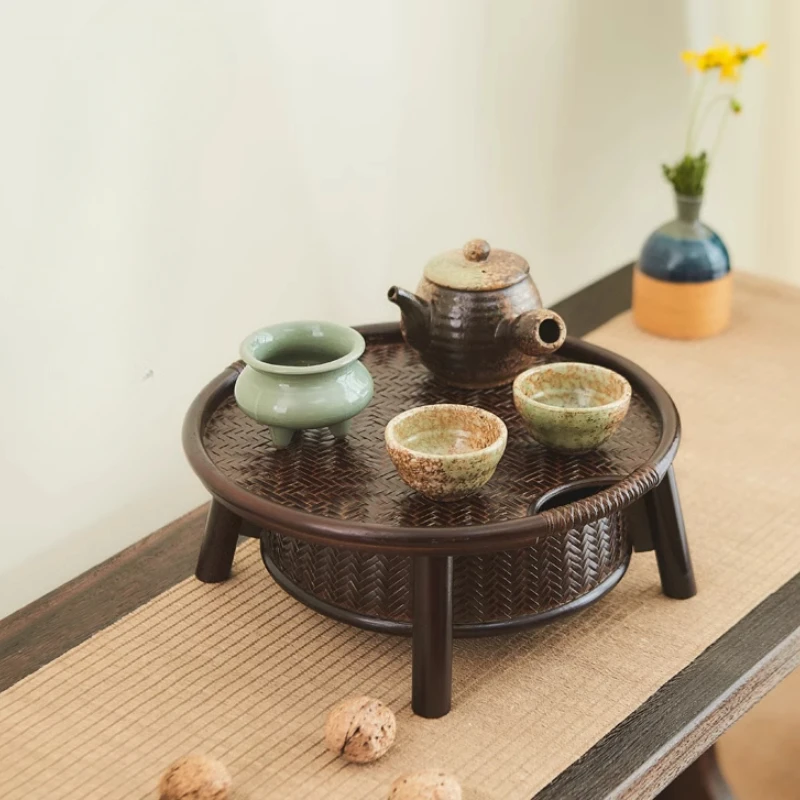 

Japanese Tea Trays Multi-purpose Pure Handmade Bamboo Storage Basket Tea Ceremony with Storage Creative Kung Fu Tea Table