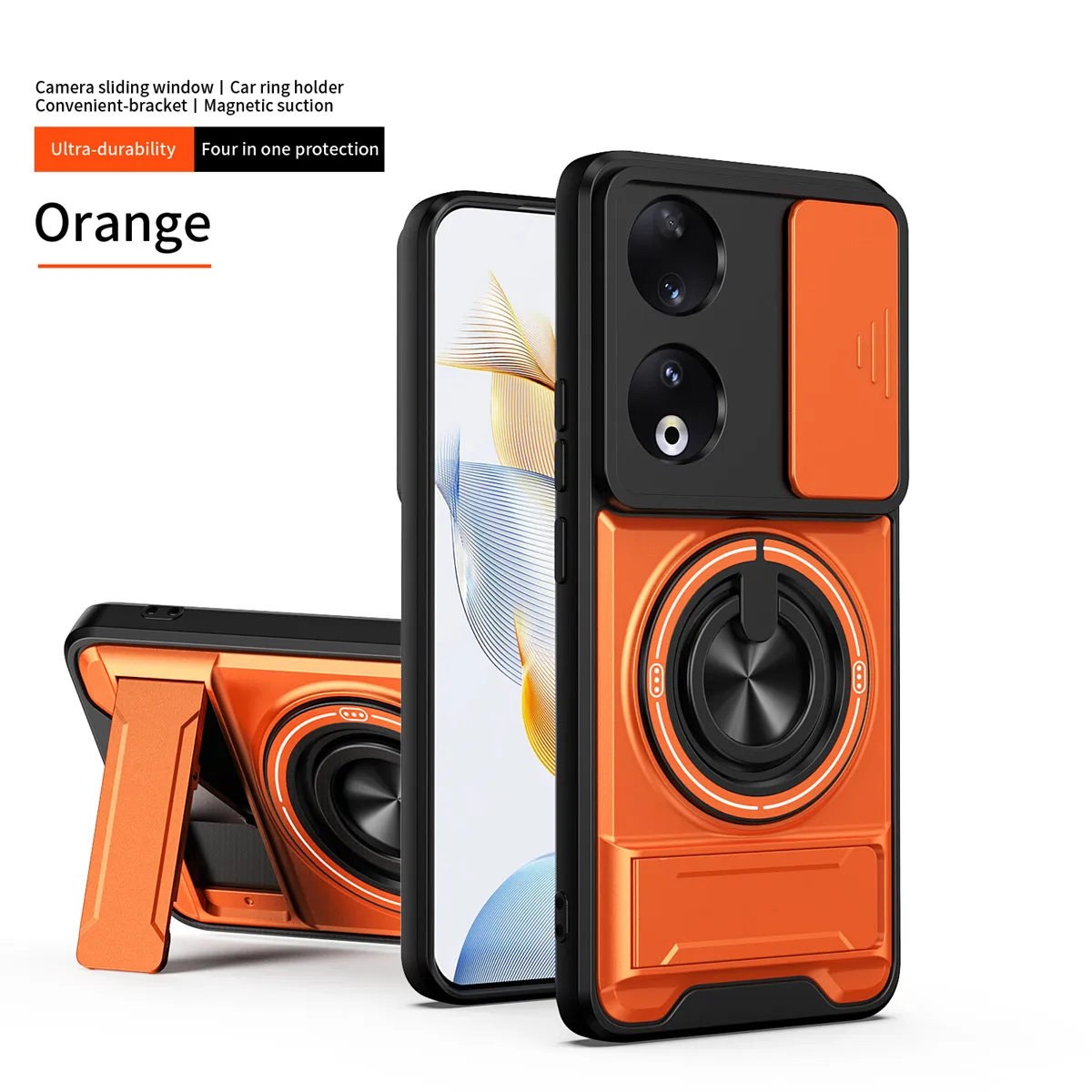 Ringhalter-Hülle für Huawei Honor 90 5G, magnetischer Ständer, Linsenschutz, Schutzhülle für Honor 90 Lite, stoßfeste Handyhülle. – Detail 15