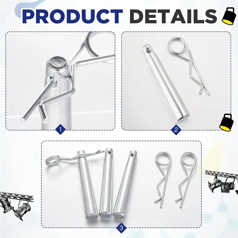 ABKL-Cotter Pins Assortment Kit With R Clip Heavy Duty Hitch Pins For Hitch Lock Systems Truss Accessories