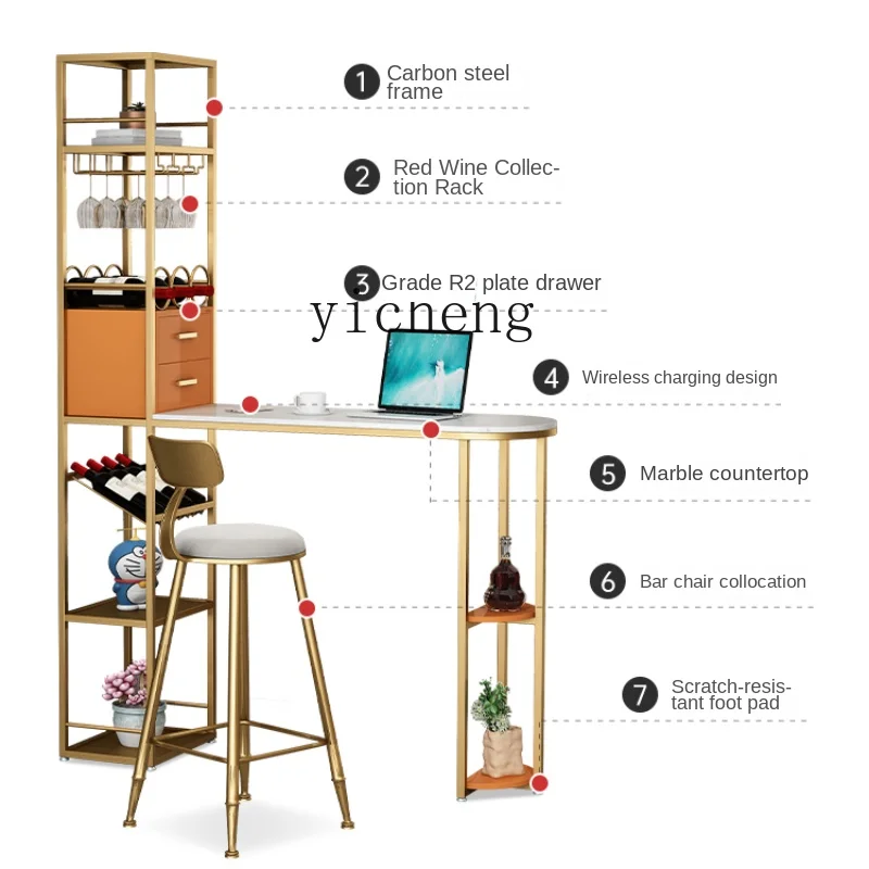 

Home Wine Cabinet Bar Table and Chair Combination Living Room Small Apartment Dining Side Kitchen Balcony Hallway