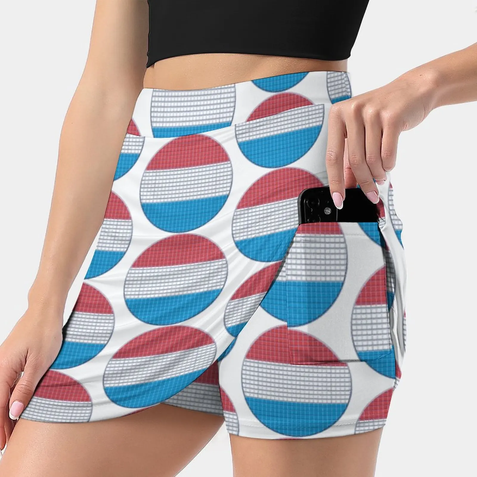 Luxembourg Flag Rounded - Squares Pixel Women Sports Lining Skirt Tennis Dance Fitness Short Printed Skirts Luxembourg Flag