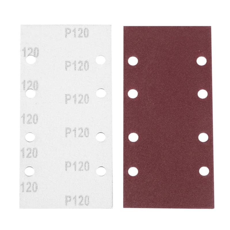 A04G-100 Pcs Sanding Pads,Sanding Paper Hook And Loop Sand Sheet 93X185mm Punched 8 Holes Grits 40/60/80/120