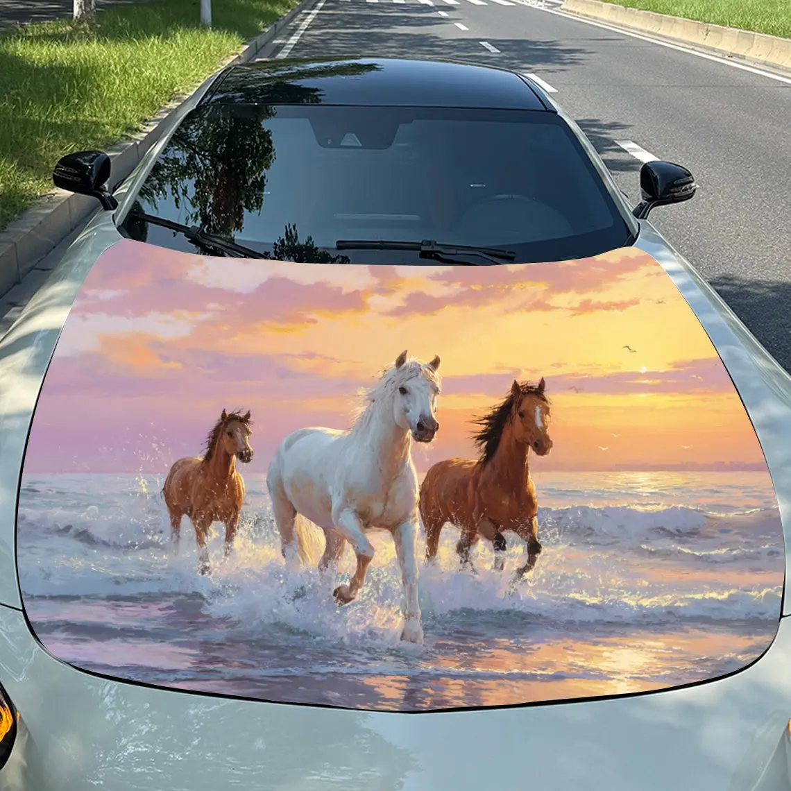 

Horse Car Hood Sticker-waterproof And Scratch Resistant PVC Car Sticker, Suitable For Cars, Trucks, And SUVs-easy To Install, Se