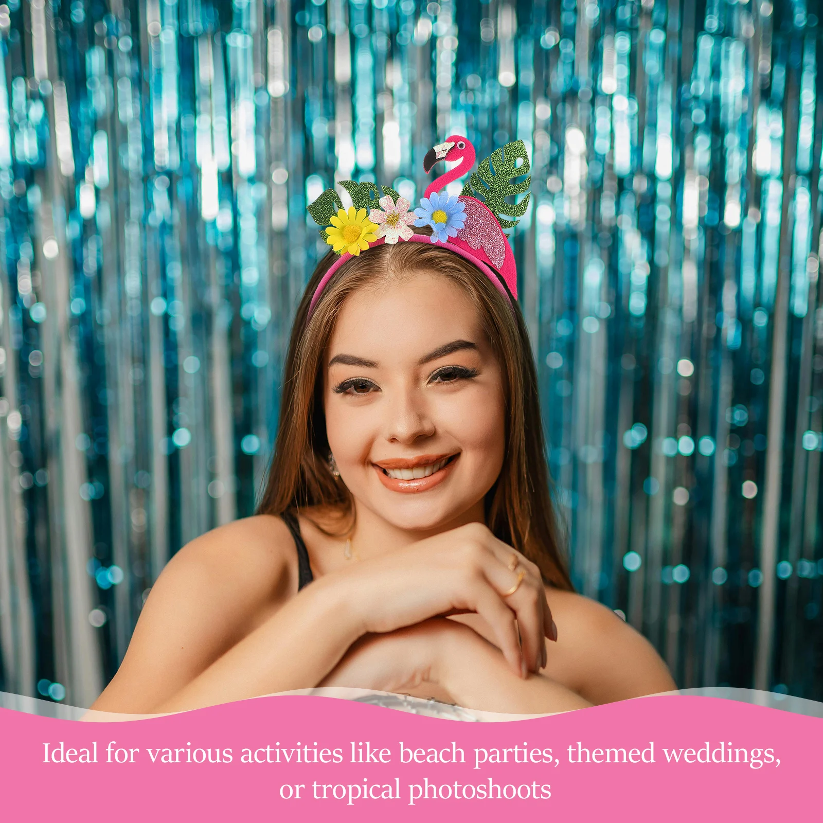 

2 шт. повязка на голову с фламинго, гавайский головной убор с короной и листьями, пластиковый костюм птицы, головной убор с мисс цветком